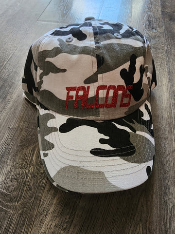 .Grey Camo washed Glitter Falcons Cap.