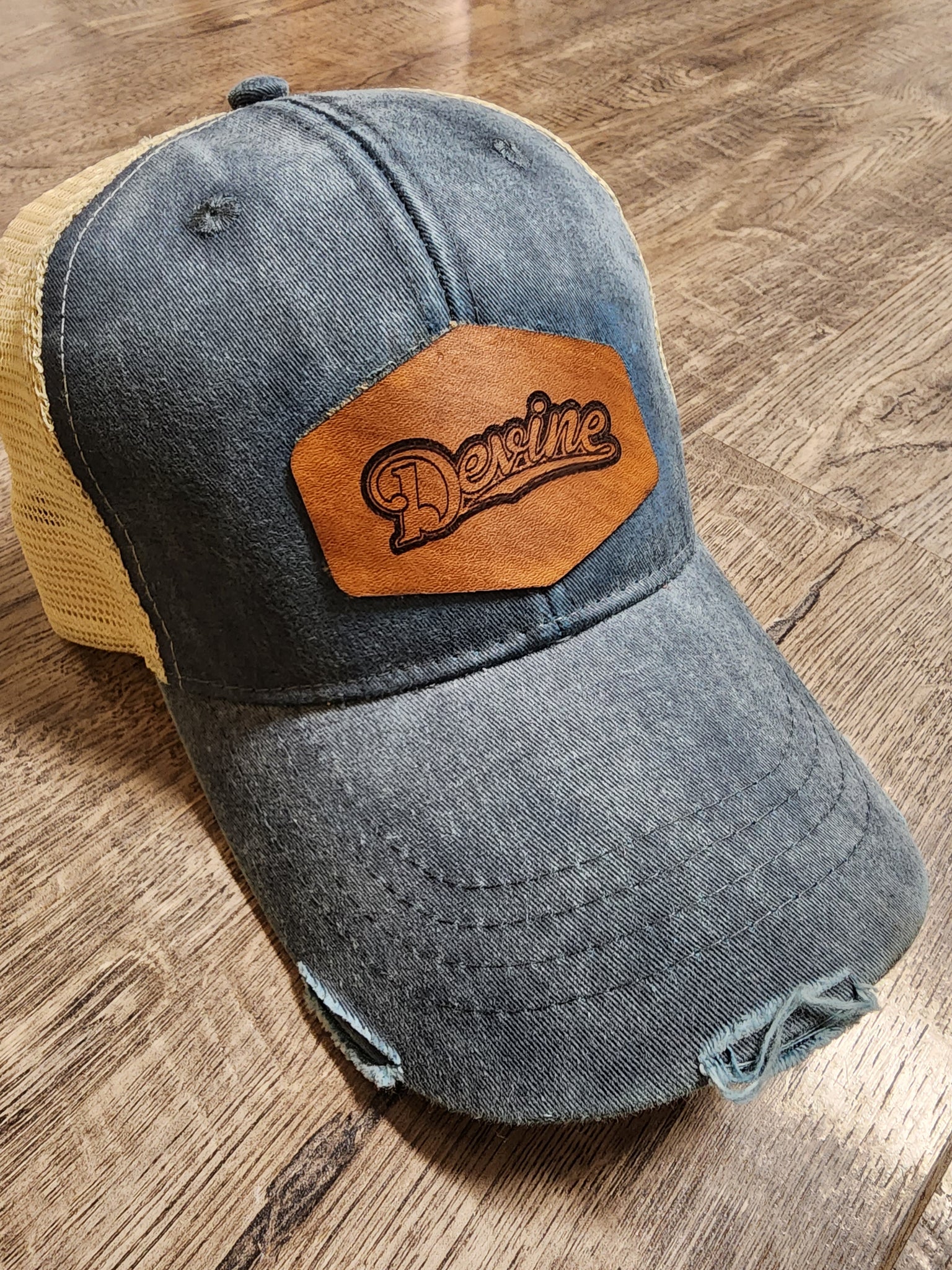 .Devine Leather Patch trucker Hat.