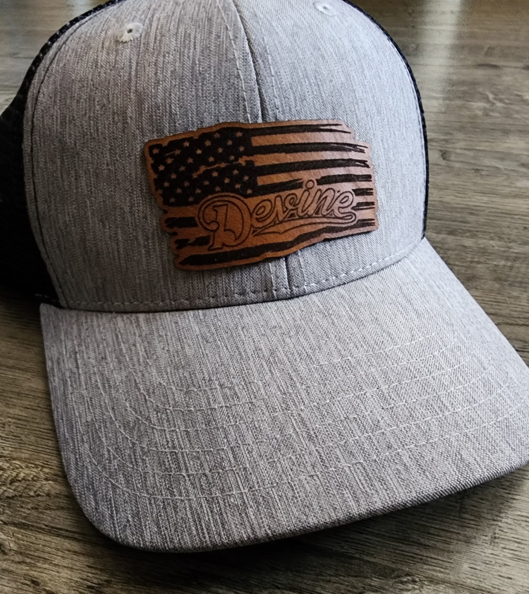 .Devine Flag Leather patch hat.