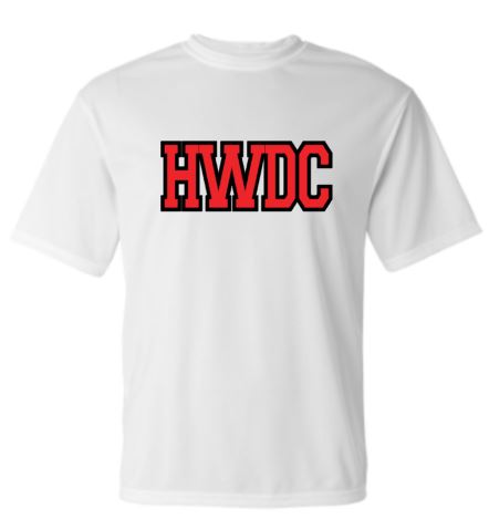 .HWDC white unisex Dry Fit Tee.