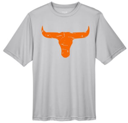 .Distressed Longhorn Polyester Tee.