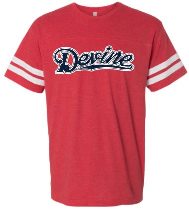 .Devine Red unisex Jersey Tee.