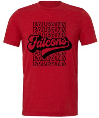 .Falcons stacked heathered Red Tee.