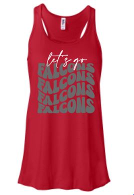 .Let's go Falcons red Canvas Flowy tank.