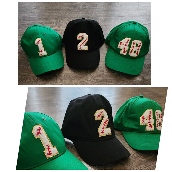 .Custom Chenille Baseball or Softball Number Hat.