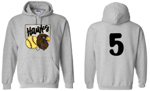 .Hawks Homeplate  Hoodie With Number.