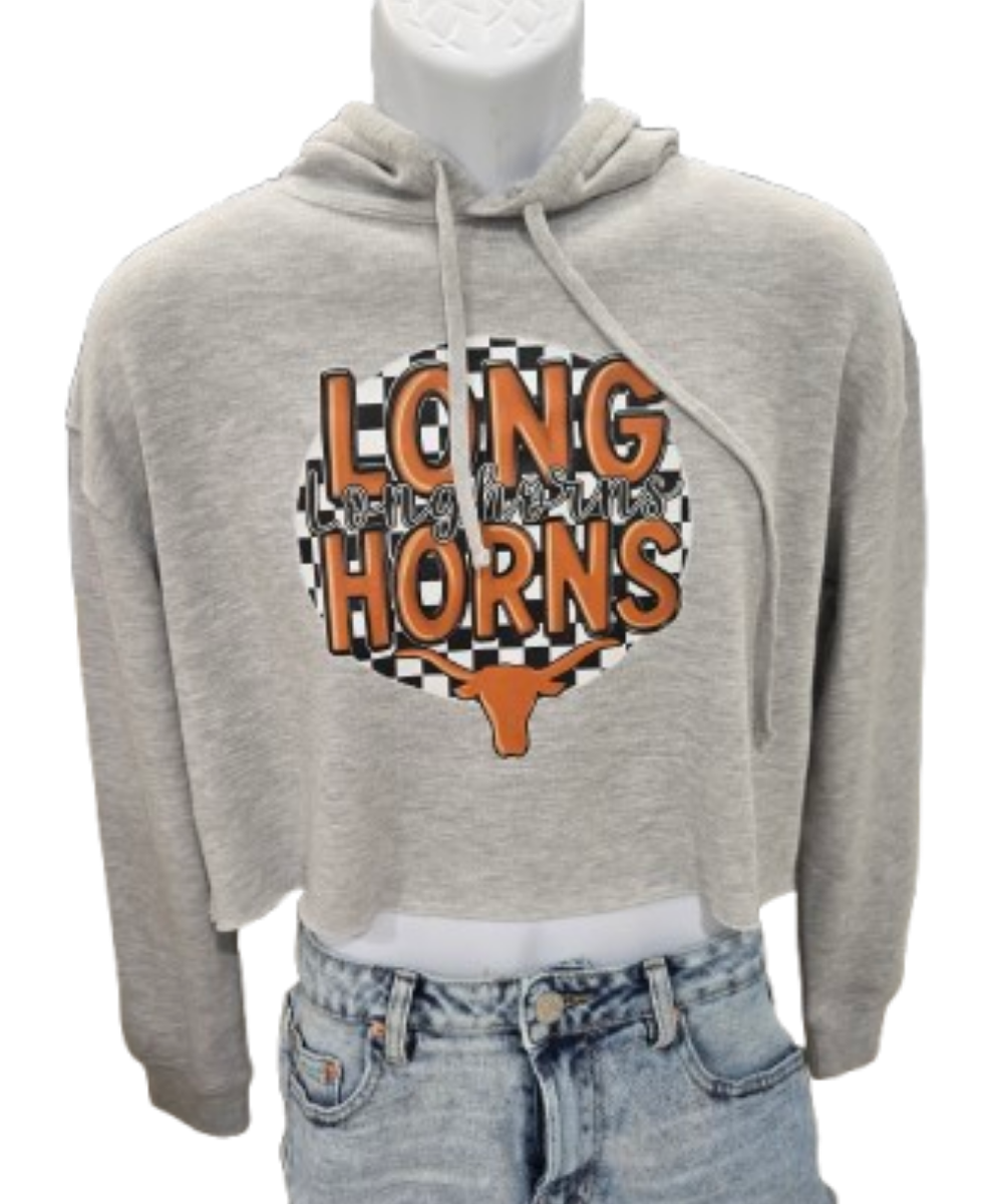 .Women's Cropped Hoodie- Longhorns.