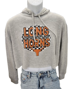 .Women's Cropped Hoodie- Longhorns.