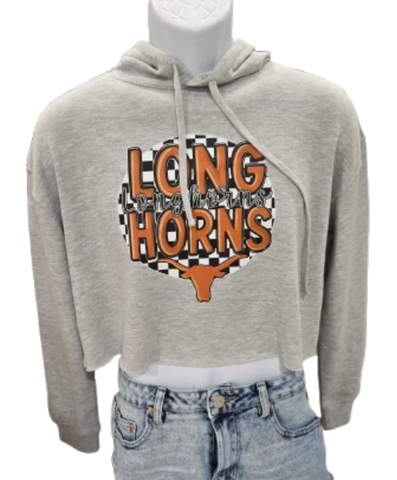 .Women's Cropped Hoodie- Longhorns.