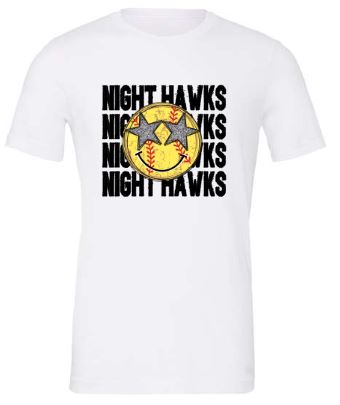 .NIGHT HAWKS Star Softball White Bella Canvas Tee.