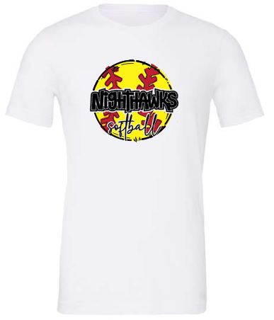 .NIGHTHAWKS softball White Bella Canvas Tee.
