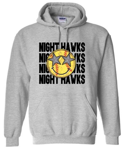.NIGHT HAWKS Star Softball Sport Grey Hoodie.