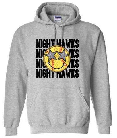 .NIGHT HAWKS Star Softball Sport Grey Hoodie.