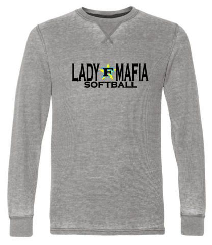 .Lady Mafia Softball Vintage Thermal Long Sleeve.