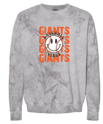 .Comfort Colors Distressed Giants Smoke Crewneck Sweatshirt.