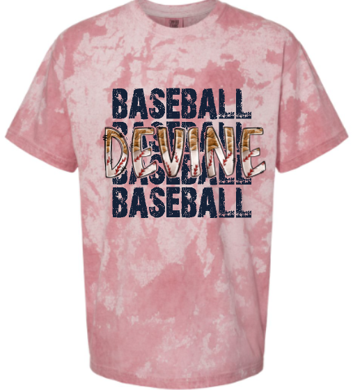 .Stacked Baseball Devine Color Blast Comfort Colors Tee-Clay.