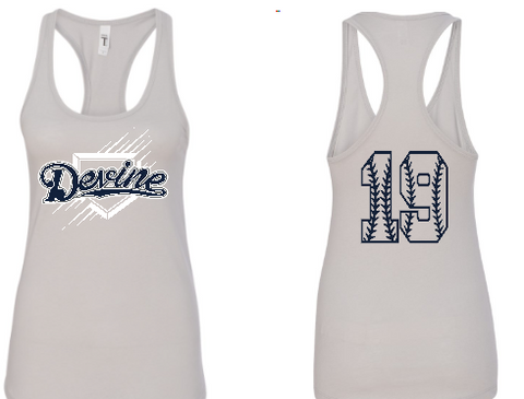 .Devine stretch home plate custom fitted Next level Silver Tank.