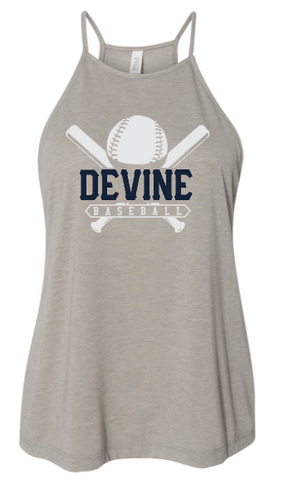 .High Neck Heathered Stone Bella Canvas Devine Baseball Tank.