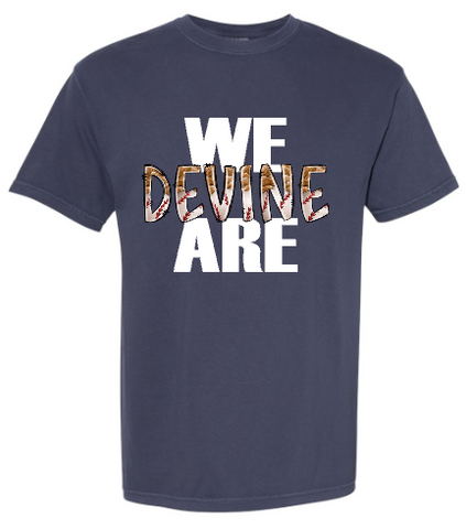 .WE ARE Navy Comfort Colors Devine Tee.