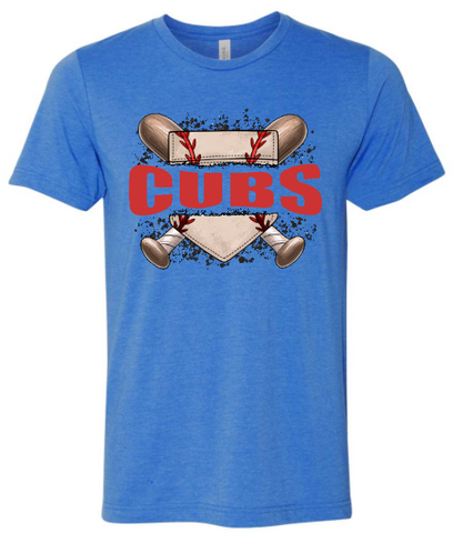 .Heather True Royal Bella Canvas Split CUBS Tee.
