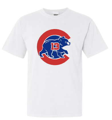 .Comfort Colors Short Sleeve Custom Number Cubs Tee.