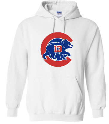 .Unisex  white Custom Number Cubs Hoodie.