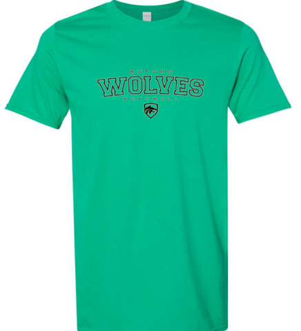 .Gildan Softstyle Kelly Green Buford Wolves Tee.