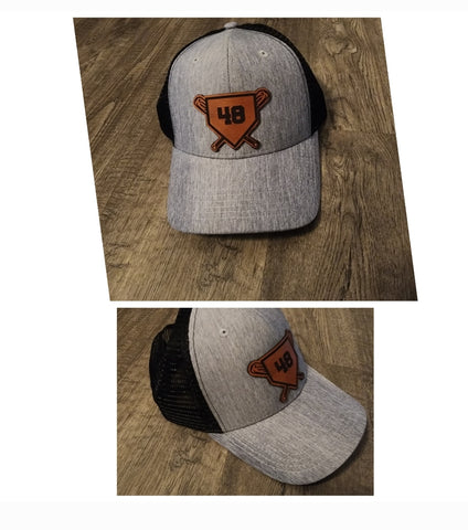 .Homeplate Baller Number Leather patch hat.