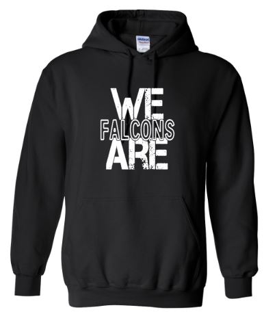 .WE ARE FALCONS Black Gildan Hoodie.