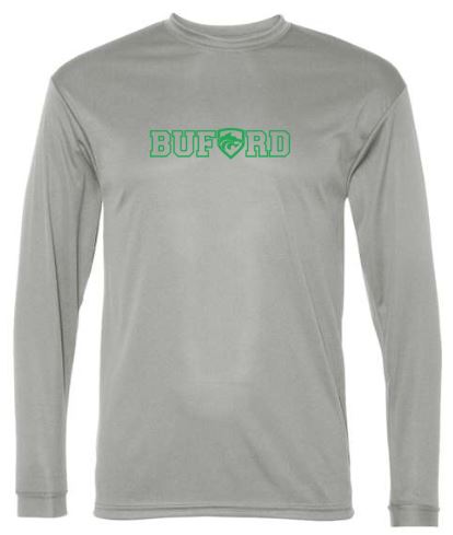 .Unisex Long Sleeve White Buford Performance Tee.