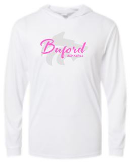 .Unisex Long Sleeve Hooded Buford Softball Tee.