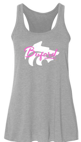 .Buford Softball Wolf Flowy Bella Tank.