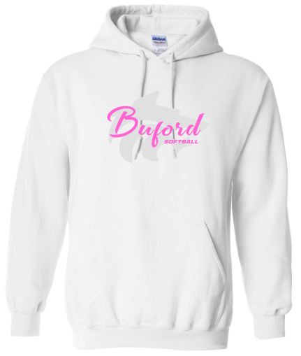 .Buford Softball White Hoodie.
