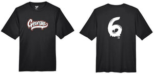 .Georgia Black Short Sleeve Tee with Number.