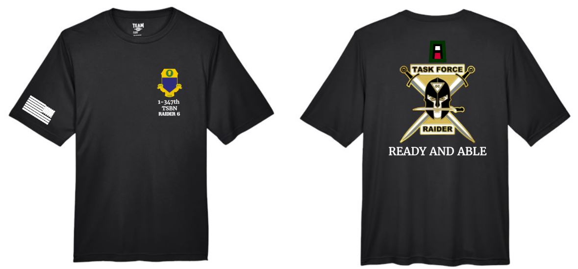 .Black Dry Fit Tee with personalization.