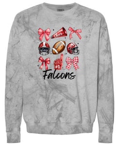 .Comfort Colors Stacked Falcons Smoke Crewneck Sweatshirt.