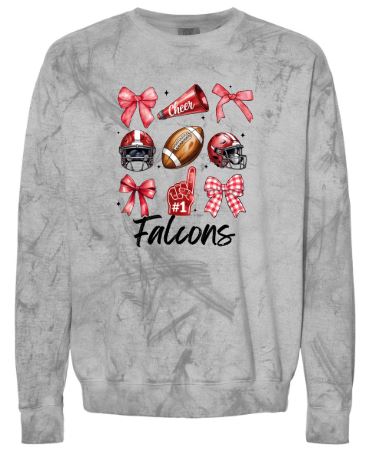 .Comfort Colors Stacked Falcons Smoke Crewneck Sweatshirt.