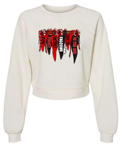 .Falcons Banner Cropped BELLA + CANVAS - Women's Raglan Pullover Fleece.