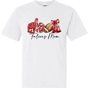 .Falcons Mom-Football/cheer White Comfort Colors Tee.