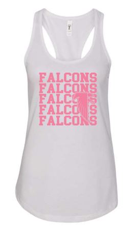 .FALCONS Pink Out White Fitted Womens Tank.