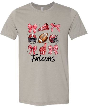 .Falcons Stacked Bow Bella Canvas Tee.