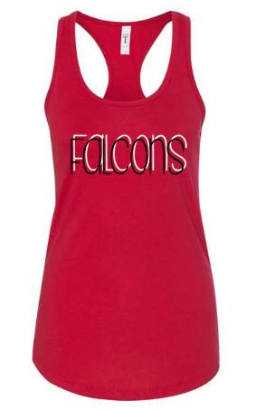 .FALCONS stacked Red Fitted Womens Tank.