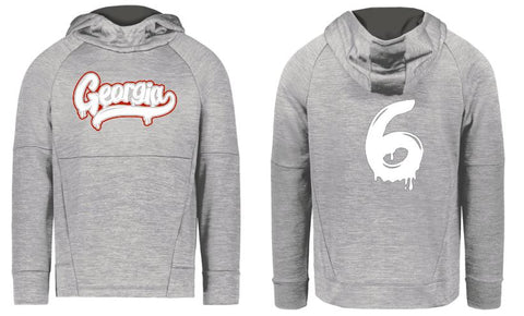.Grey Performance fleece hoodie with number.