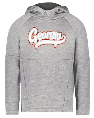 .Grey Performance fleece hoodie.