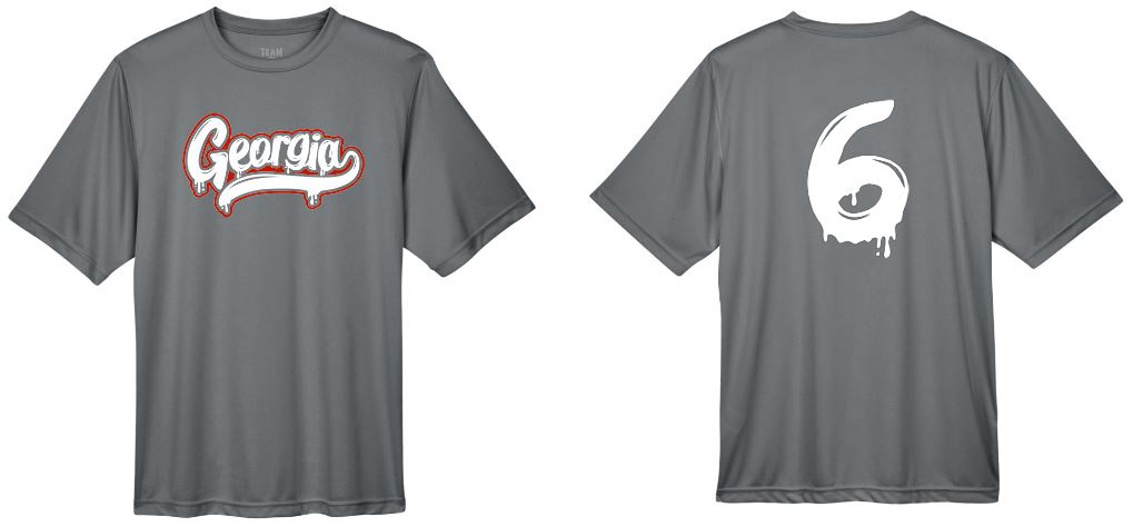 .Georgia Sport Graphite Short Sleeve Tee with Number.