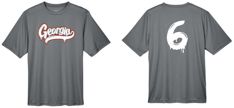 .Georgia Sport Graphite Short Sleeve Tee with Number.