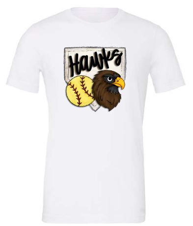 .Hawks Homeplate White Bella Canvas Tee.