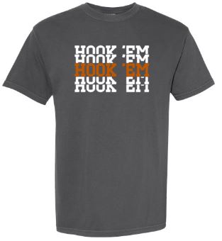 .Stacked Hook 'em Pepper Comfort Colors Short Sleeve.