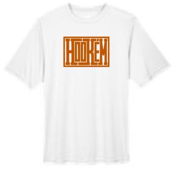 .Hook 'Em White Sleeve Dry Fit tee.