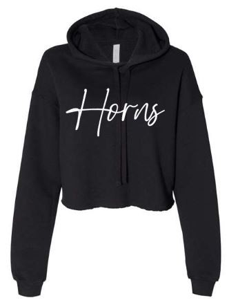 .Women's Cropped Hoodie-Black-Horns.